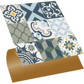 Resim Kendinden Yapışkanlı Karma Green Desenli Pvc Karo 30X30 cm (33 Adet) 3m2 