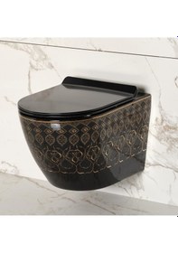 Resim Et-y7032sy Asma Klozet Siyah & Altın 