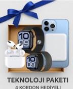 Resim 3 Lü Teknoloji Paketi Hk10 Pro Max Akıllı Saat + Kablosuz Kulaklık + Powerbank + 4 Kordon 