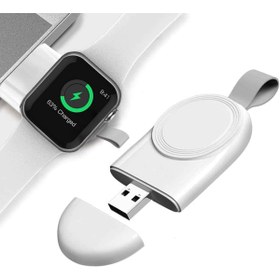 Resim Apple Watch Serisi Ile Uyumlu Usb Manyetik Taşınabilir Kablosuz Şarj Cihazı Beyaz CoverZone