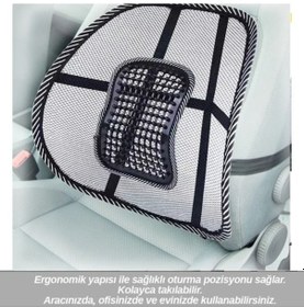 Resim Tata Marina İle Uyumlu Koltuk Minderi Bel Arkası Masajlı Sırtlık Siyah 1 Adet 