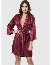 Resim Ahu Aria's Closet Bordo Kısa Saten Sabahlık Bordo 