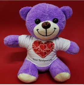 Resim Seni Seviyorum Baskılı Tişörtlü Peluş Ayıcık 