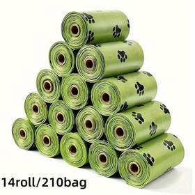 Resim 210 Adet Patlama Geçirmez Köpek Atık Torbaları, Pati Baskılı Tasarım, 14 Rulo - Evcil Hayvan Temizliği ve Dış Mekan Kullanımı için Dayanıklı Plastik Dışkı Torbaları 