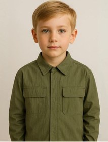 Resim Nanica Kids Erkek Çocuk Paraşüt Kumaş Çıtçıtlı Cepli Gömlek-16007 Yeşil 