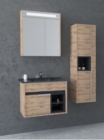 Resim NETDEKO Napoli 65 Cm Siyah Lavabolu Banyo Dolabı- Dorado/antrasit (boy Dolap Dahil ) 