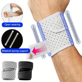 Resim 1 Adet - Ayarlanabilir Karpal Tünel Bileklik, Çapraz Kayışlı, Her İki Tarafta Yaylı, Nefes Alabilen ve Rahat, Tenis, Basketbol, Badminton, Antrenman için Basınç Sabitleme (Tek Beden - Siyah/Gri) 
