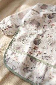 Resim Bebechi Bebek Uzun Kollu Sıvı Geçirmez Leke Tutmaz 2'li Mama Önlüğü Seti - Safari Serisi Kırıntı Cepli Blw Ö 