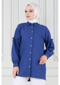 Resim Sevitli Kolu Fırfır Detaylı Tunik-lacivert-3618-lacivert Lacivert 