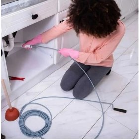 Resim Premium 7 Metre Tıkanıklık Kanal Açma Klozet Gider Açıcı Boru Temizleme Spiral Tel Susta Manuel Uç 