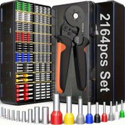 Resim 2164 adet Mini Elektrikçi Sıkma Seti, HSC8 6-6 Sıkma Pense 0, 25-6mm² / AWG23-10 için Uygun, 2000 adet 7 Farklı Boyutlu VE Tüp Tipi Terminali + 164 adet Termal Yalıtım ile, Dayanıklı Plastik Kolu ve Tel Onarım Klipsi ile, Ev ve Profesyonel Elektrikçiler için İdeal 