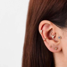 Resim Cherry By Özkonak Taşlı Üçgen Motifli Helix Piercing Sarı 