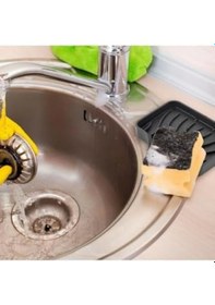 Resim Silikon Mutfak, Banyo Su Giderli Vantuzlu Esnek Sabunluk Siyah Renk Siyah 