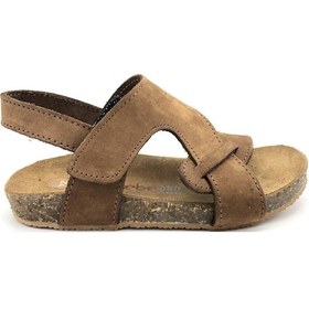 Resim Mantar Taban Çapraz Bantlı Deri Erkek Sandalet Taba Taba 