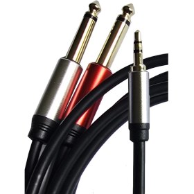 Resim CHESTER 3.5 mm Stereo To 2x 6.35 mm Çivi Jak Profesyonel Amfi Mikser Telefon Ses Kablosu 1.8 Metre 