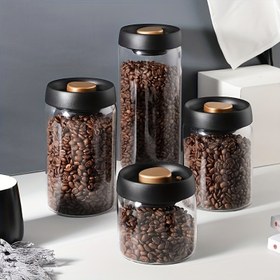 Resim 1 adet Depolama Kabı, Vakumlu Cam Kavanoz Kahve Çekirdekleri, Basınç Pompası Depolama Tankı, Nem Geçirmez Depolama Kabı, Kahve Çekirdekleri, Çay, Fındık ve Tahılar için Uygun, Mutfak Düzenleyici ve Depolama, Mutfak Aksesuarları. 