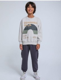 Resim Jack Lions Erkek Çocuk Downhill Yazılı Yumuşak Dokulu Sweatshirt-14255 Gri 