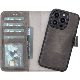 Resim Plm Apple Iphone 14 Pro Uyumlu Deri Cüzdanlı Kılıf Mwwn Vs4ef Gri 