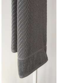 Resim Diyagonal Çizgili Banyo Havlusu - %100 Pamuk, Yüksek Su Emici Havlu Antrasıt Antrasit 