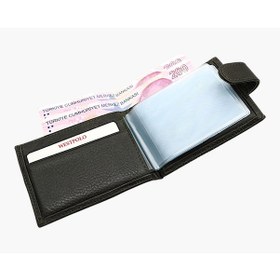 Resim Westpolo Hakiki Deri Bol Şeffaf Kart Bölmeli Patlı Unisex Kartlık - Haki Haki 