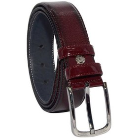Resim Süzer Deri 3.5 Cm Tokalı Rugan Suni Deri Desenli Model Klasik Erkek Kemer Bordo Bordo 