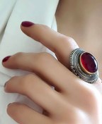 Resim OSESHOP Kök Yakut Taşlı Gümüş El Işi Tasarım Yüzük 