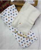 Resim Müslin Battaniye Ve Pamuk Battaniye + Emzik Askısı Hediyeli Kutulu Ekru&yuvarlak Desen 