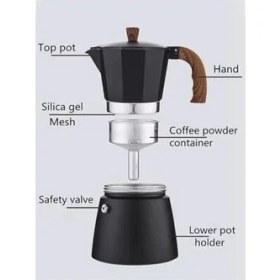 Resim Mokapot 6-Cups Coffeehutt Bigg Coffee Kahve Demleme Kahve Ekipmanı Italyan Filtre Kahve Makinesi,siyah 