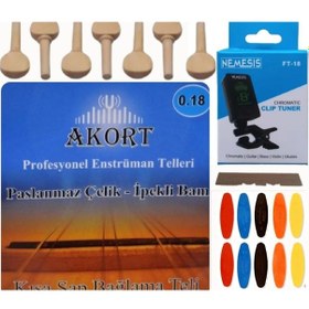 Resim Akort 0.18 Çelik Kısa Sap Bağlama Teli 5'Li Ekonomik Set 