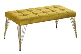 Resim TUBİHOME KARO BENCH, SARI, GOLD AYAK 