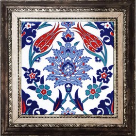 Resim Armada Çini 20X20 Cm Ac 4 İznik Lale Desen Kütahya Çini Pano Seramik 