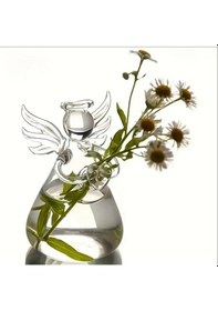 Resim A 1 Adet Bohemya Melek Cam Vazo Şeffaf Tabanlı Asılabilir Saksı İle Melek Tasarımı Şeffaf 