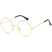 Resim John Lennon Tarzı Gold Çerçeveli Şeffaf Gözlük 