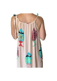 Resim Somon Balık Desenli Askılı Peştemal Elbise 