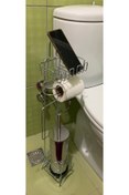 Resim RENK YAPI RÜYASI Metal Gri Wc Paslanmaz Yedekli Tuvalet Ayaklı Tuvalet Kağıtlığı Wc Banyo Tuvalet + Wc Fırçalı Set 