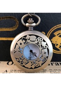 Resim Valkyrie Alice Harikalar Diyarı Temalı Vintage Bronz Cep Saati - Kolye Köstekli Retro Hediye 