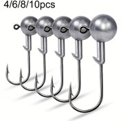 Resim 4/6/8/10 adet Ned Rig Jig saç tokası - Siyah ve Gümüş Kaplama ile Premium Yuvarlak Yem Başlıkları, Çeşitli Ağırlıklar 1g ile 28g arasında, Sert Yemler ve Yumuşak Yem Balıkçılığı için İdeal, Balıkçılık Kançaları | Şık Kaplama Kançaları | Dayanıklı Balıkçılık Ekipmanı, Balıkçılık Kançaları 