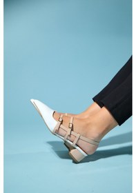 Resim Luvishoes Cenova Beyaz-bej Rugan Kadın Topuklu Sandalet Beyaz - Bej 