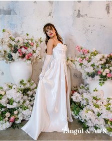 Resim Tangül&Ali'S Moda Evi Balenli Özel Tasarım Yırtmaçlı Gelinlik 