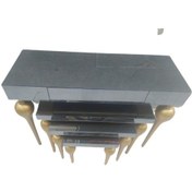 Resim Dresuar-Zigon Tombul Ayak Model Kayın Torna Mdf Tabla Parlak Gold Füme 