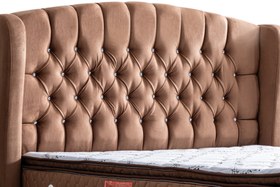 Resim NİCE BAZA BAŞLIK VE REAL PEDLİ YATAK, AÇIK KAHVE, 160X200 