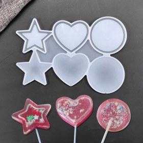 Resim Tahtakale Toptancı Silikon Çok Şekilli Lolipop Kalıbı (Yıldız, Yuvarlak, Daire) - Şeker & Çikolata Kalıbı 