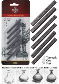 Resim Sıkıştırılmış Kömür Füzen Seti 1 Paket Kohinoor Yumuşak Orta Sert Siyah Kare Press Kömür Füzen Yassı Çizim Gölgelendirme 