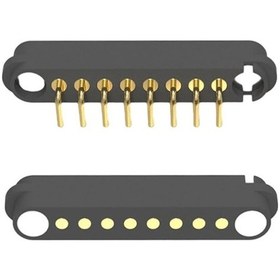 Resim 8-pin 2.54mm 90c Pogo Pin Manyetik Konnektör Takımı 