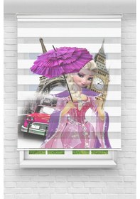 Resim Perdecizade Enxboy Elsa Şemşiyeli Dijital Baskılı Zebra Perde-cocuk Odası-stor Perde Renkli 