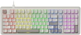 Resim Coverzone Kablolu Mekanik Oyun Klavyesi - Rainbow Aydınlatma - Hot Swap | Ajazz AK980 Krem - Red Switch 