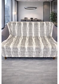 Resim Su Yolu Tavşan Tüyü Kaymaz Tabanlı Koltuk Örtüsü 170x215 Cm Gri 