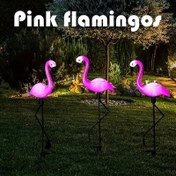 Resim Üç Güneş Flamingo LED Takma Işıkları, IP45, Nikel Pil Güneş Hücre, Dış Dekorasyon, Bahçe, Çim, Bölüm için Uygun 