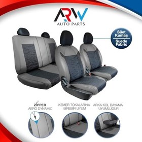 Resim Fiat Brava ELX ile Uyumlu Lüx Deri Süet Oto Koltuk Kılıfı Ön Arka Takım Prime Serisi GRİ SİYAH 