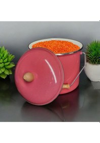 Resim Emaye Yoğurt Tenceresi Emaye Bakraç 20cm 5lt Kırmızı Kırmızı 